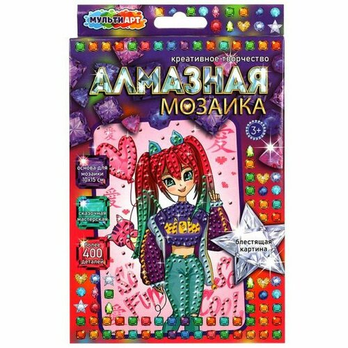 Алмазная мозаика 10х15 см Аниме девочка