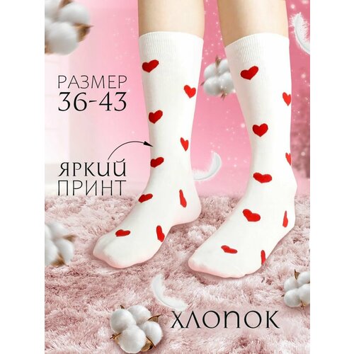 фото Носки , 100 den, размер 36, белый, красный 2ak