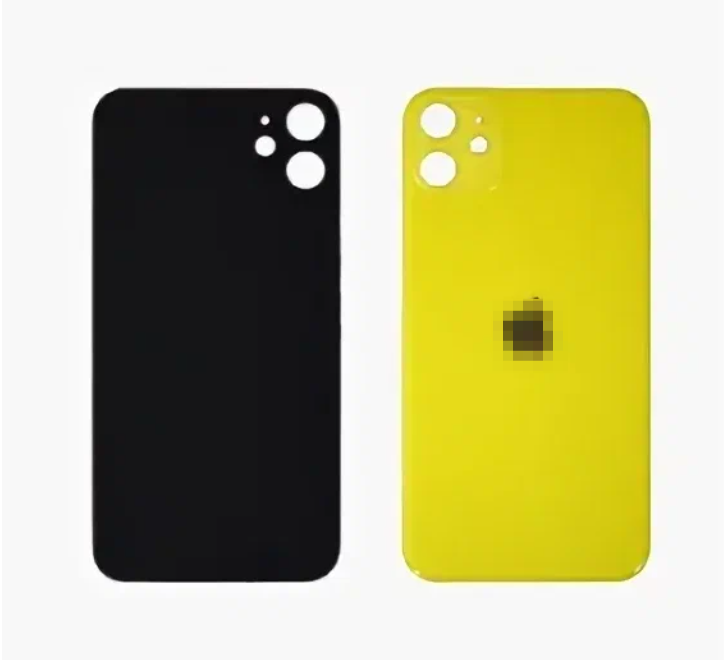 Задняя крышка для iPhone 11 желтый (стекло, широкий вырез под камеру, логотип)