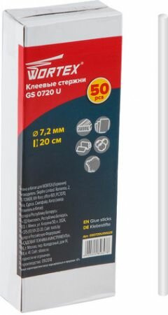 Стержень клеевой 7,2х200 мм прозрачный WORTEX GS 0720 U 50 штук (GS0720U00025)