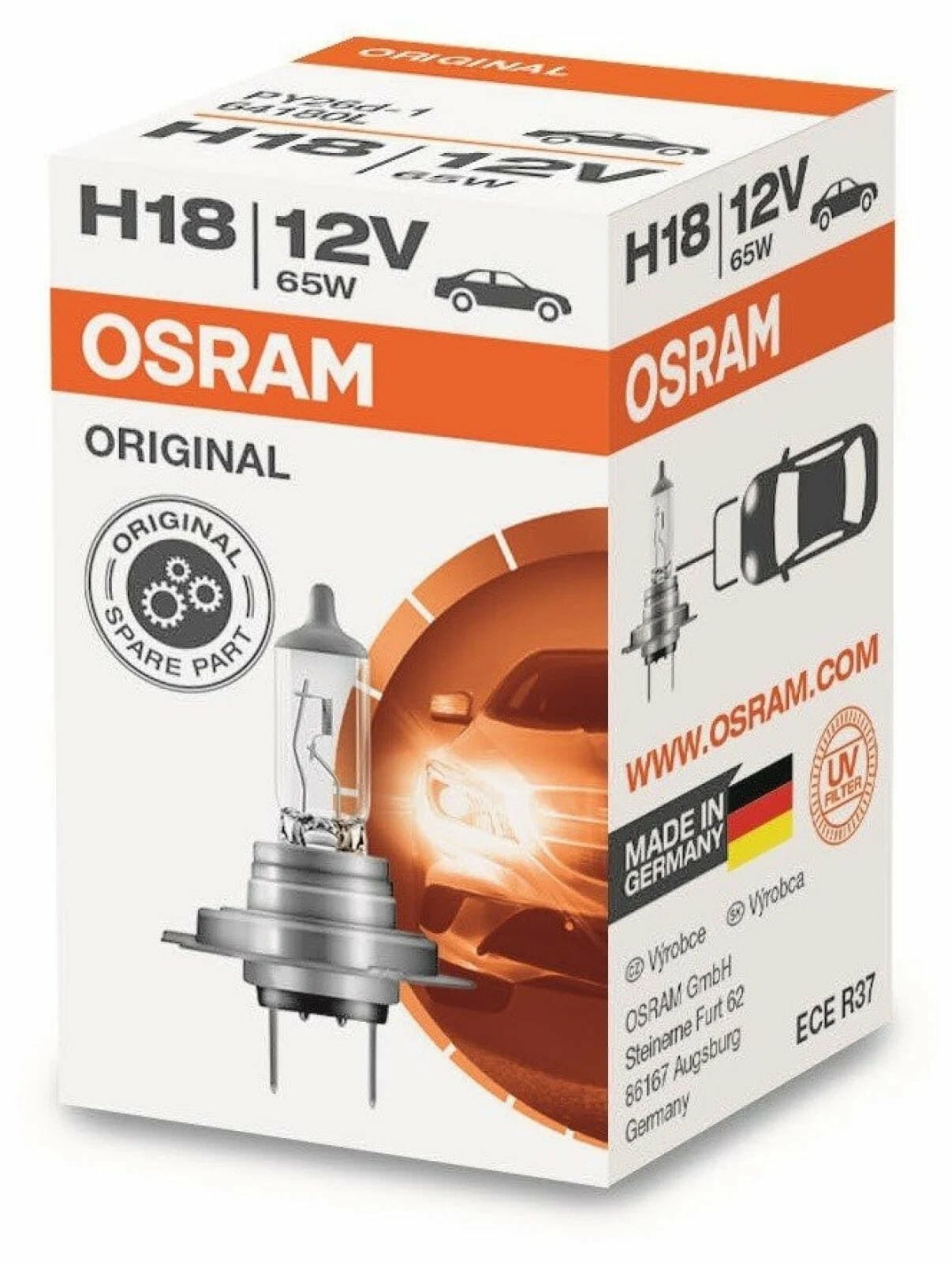 Лампа автомобильная галогенная OSRAM Original 64180L H18 12V 65W 1 шт.