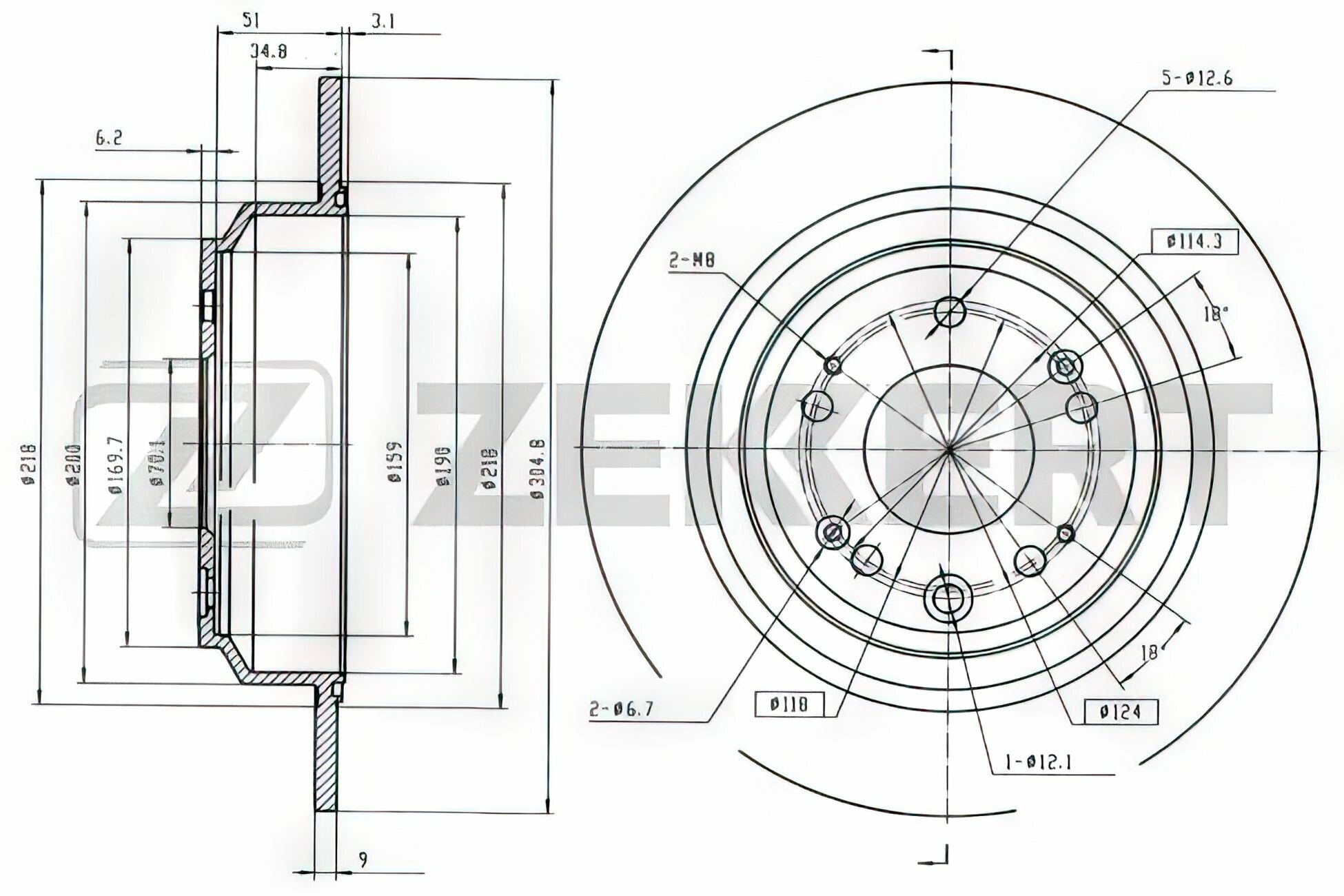 BS5493 ZEKKERT Диск торм. зад. Honda Accord VIII IX 08-