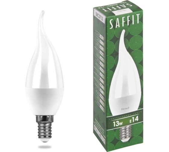 Светодиодная лампа SAFFIT SBC3713 13W 4000K 230V E14 C37T свеча на ветру 55165