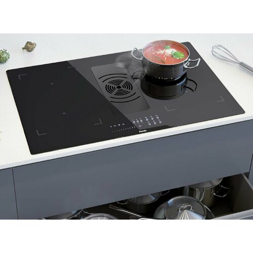 Индукционная варочная панель с вытяжкой PANDO Е-391 черное стекло ширина 78 см сенсорное управление 4 зоны приготовления функция Booster 39999000₽