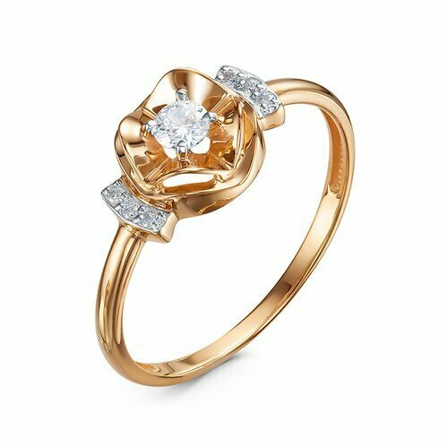 фото Кольцо diamant online, золото, 585 проба, фианит, размер 18, прозрачный