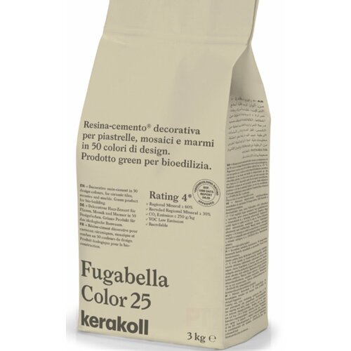 Kerakoll Fugabella Color 25 затирка для швов полимерцементная (50 оттенков) 3 кг. заполнитель карнизов ондувилла 0 95 м серый