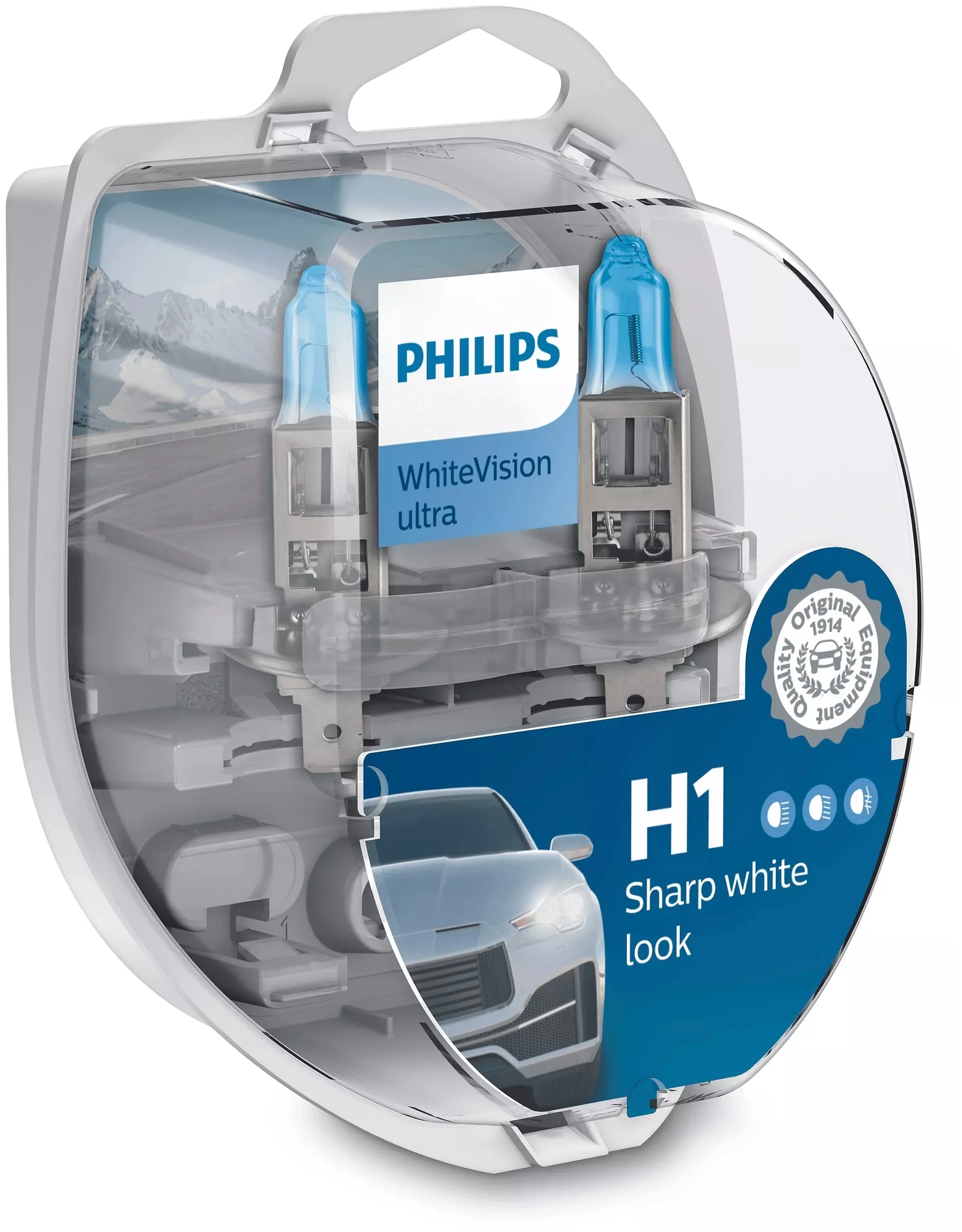 Лампа автомобильная галогенная Philips White Vision 12258WHVSM H1 55W P43t 3700K 2 шт.