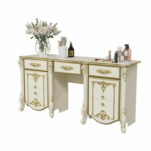 Туалетный столик (1590х460х760)мм в спальню слоновая кость