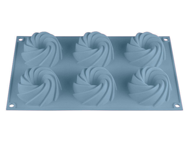 Форма для выпечки силиконовая прямоугольная на 6 кексов 29,2х17,3х3,5 см PERFECTO LINEA голубая (20-105228)