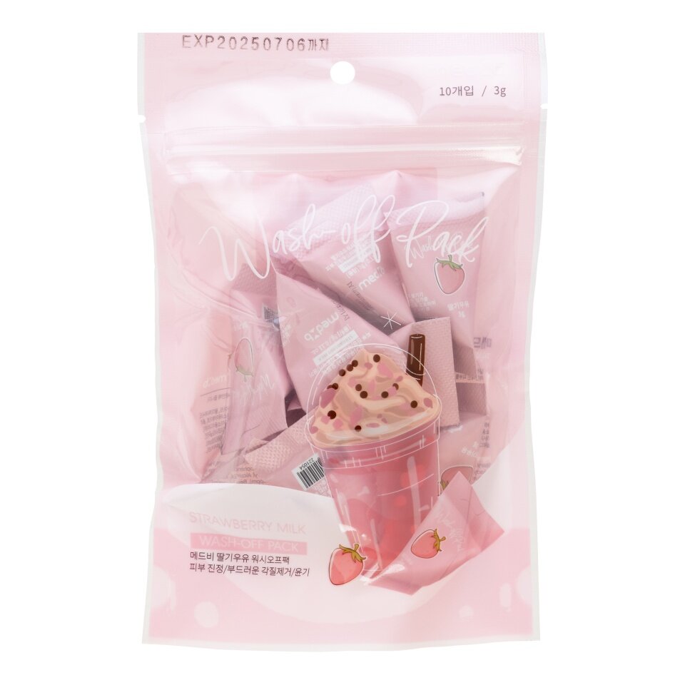 MEDB Strawberry Milk Wash Off Pack Маска для лица с экстрактами клубники и молочного протеина 10х3г