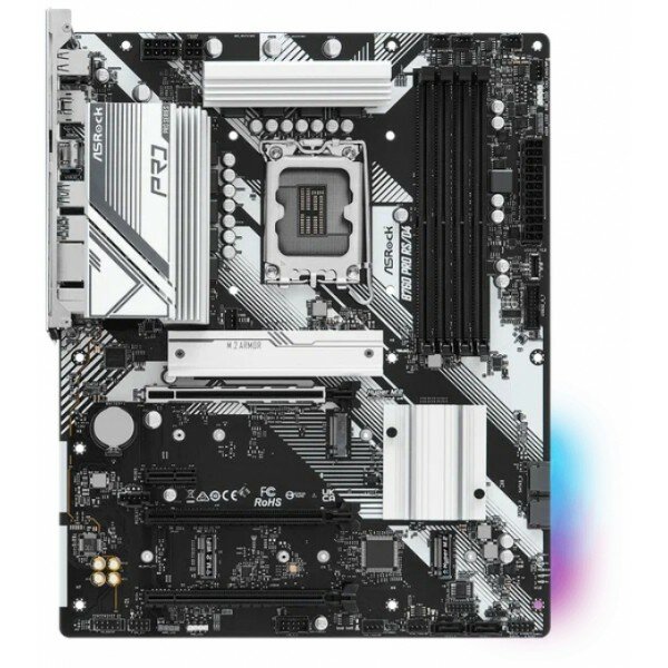 Материнская плата ASRock B760 PRO RS/D4 WIFI Socket 1700 Intel®B760 4xDDR4-3200 HDMI+DP 2xPCI-Ex16 1xPCI-Ex1 4xSATA3(RAID 0/1/5/10) 2xM.2 8 C