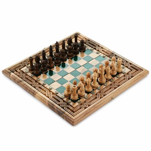 Шахматы + нарды резные Малахит 40 шахматы резные ручной работы богатыри из ореха и липы