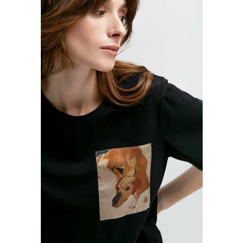 фото Футболка картина елены шумахер "лилу", размер l, черный artograph