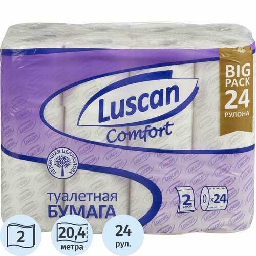 Бумага туалетная Luscan Comfort 2сл бел 100%цел втул 20,04м 167л 24шт/уп