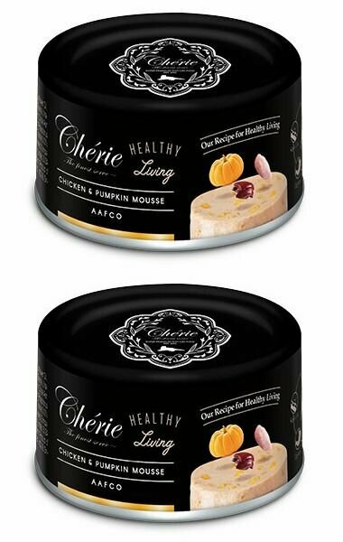 Pettric Влажный корм для взрослых кошек Cherie Healthy Living Мусс из курицы с тыквой 18 %, 80 г, 2 шт.