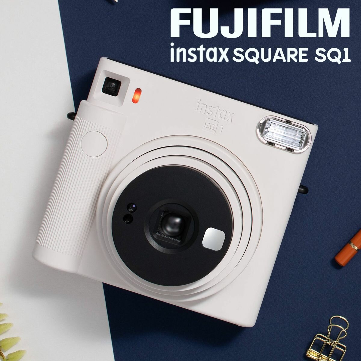 Фотоаппарат моментальной печати Fujifilm Instax SQUARE SQ1 (белый) - камера полароид с мгновенной печатью - мини фотокамера цветная