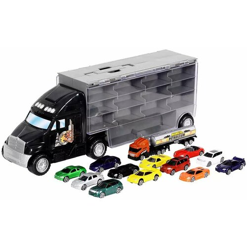Модель машины Набор Take Along Truck Case Трейлер с 13 машинками 78127B игровой набор 2в1 автовоз трейлер кейс 35см с 6 металлическими машинками 1 64 синий 1 шт