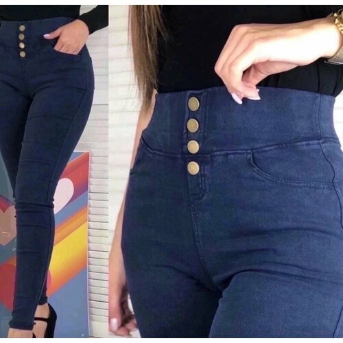 фото Джинсы зауженные , размер 48, синий fashion jeans