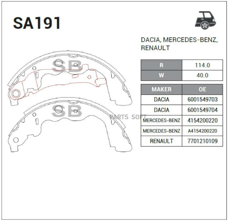 SANGSIN BRAKE Колодки торм. бар. LADA LARGUS/RENAULT LOGAN/SANDERO/DUSTER (228x42)