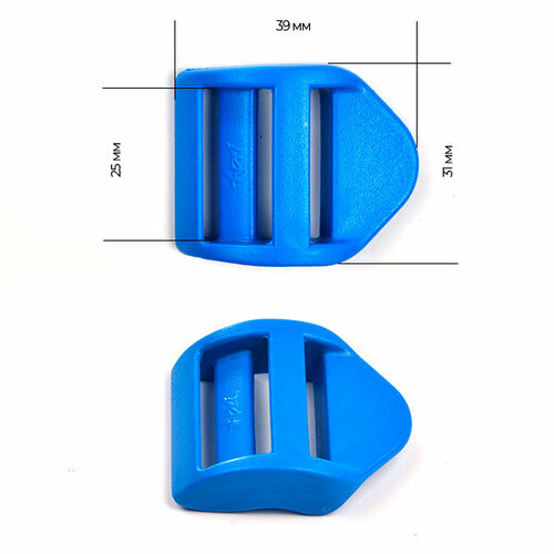 Пряжка регулятор трехщелевая силовая 25мм LS25А цв. голубой нагрузка 100 кг уп.40 шт