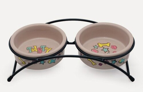 Изображение товара Triol миска керамическая на подставке "Лакомка" 2*0,25л