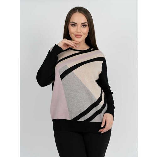 Свитер, размер 52/58, розовый, черный