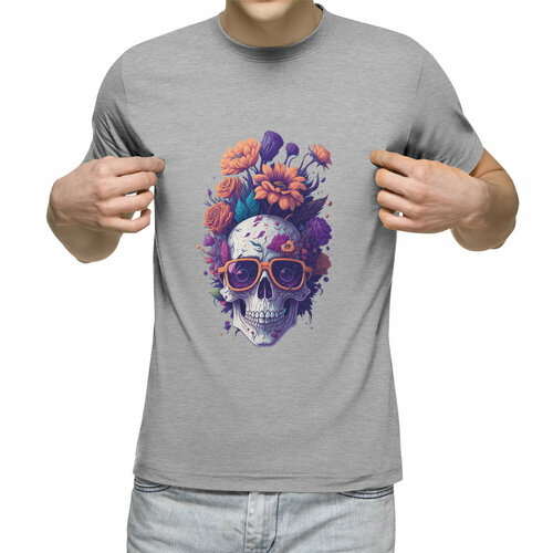 Футболка Us Basic, размер XL, серый мужская футболка череп украшенный растениями и цветами s черный