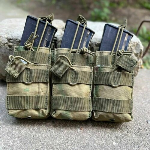 подсумок тактический idogear laser molle под 6 магазинов 3 кал 5 56 и 3 9 mm мультикам Подсумок тройной тактический для магазинов АК