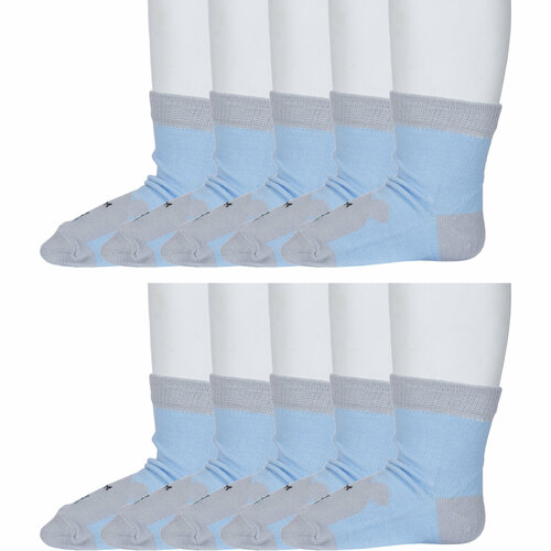 Носки Борисоглебский трикотаж 10 пар, размер 12-14, голубой, серый носки gulliver baby комплект из 2 пар размер 12 14 серый голубой