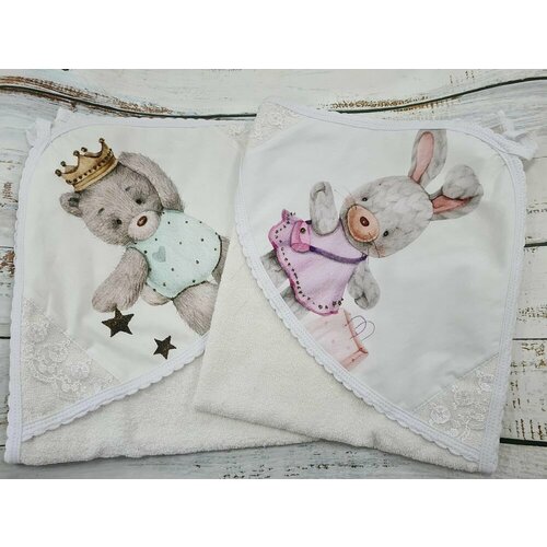 Пеленка махровая с уголком Лапусяки-2Ш650-31с Мишка принц в короне голубой А 1079₽