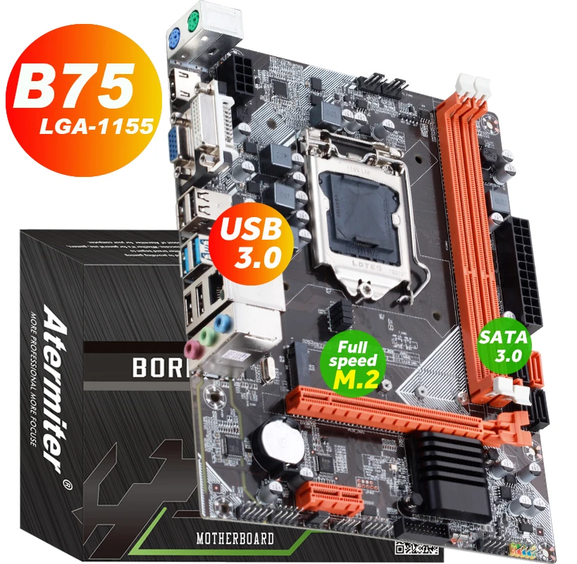 Материнская плата B75 LGA1155 DDR3 USB3.0 NVME_M.2 Intel Core i3/i5/i7