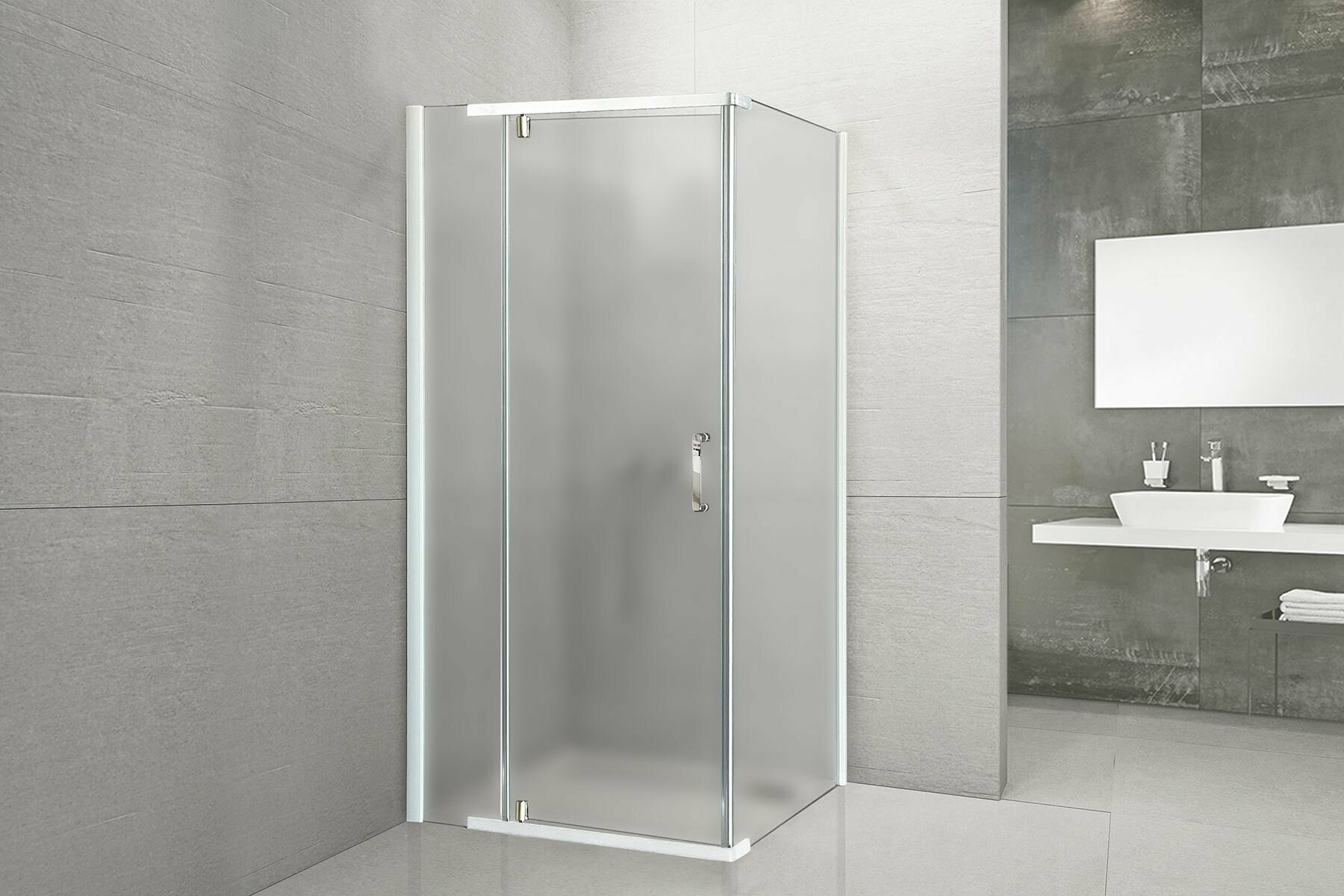 Душевой уголок Royal Bath стекло матовое профиль белый 6мм прямоугольник 90х100x200