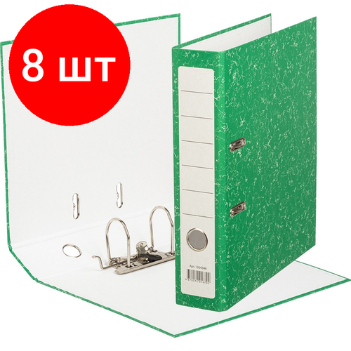 Комплект 8 штук, Папка-регистратор Attache Economy без мет. уголка_бюдж 75мм ч/б, зел, бум/бум