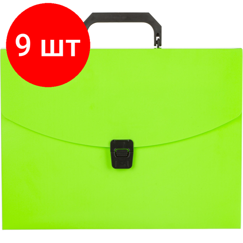 Комплект 9 штук, Папка-портфель 1 отделение Attache Neon зеленый