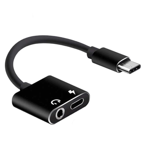 Переходник Type-C на 3,5mm Jack+зарядка Type-C, JBC017/GL022, со шнуром, поддерживает не все samsung, черный