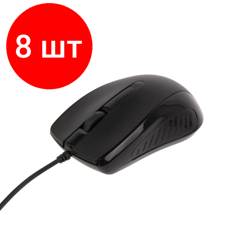 Комплект 8 штук Мышь компьютерная Hiper OM-1000 черная 1000DPi 125Гц проводная 522200₽