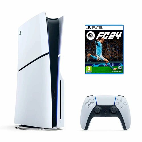 Игровая приставка Sony PlayStation 5 Slim, с дисководом, 1 ТБ, FIFA 2024 игровая приставка sony playstation 5 825gb белый white