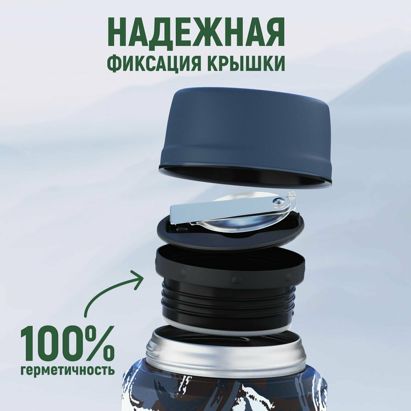 Термос для еды с широким горлом 0,5 литра с крышкой чашкой Peakvil — фото 1