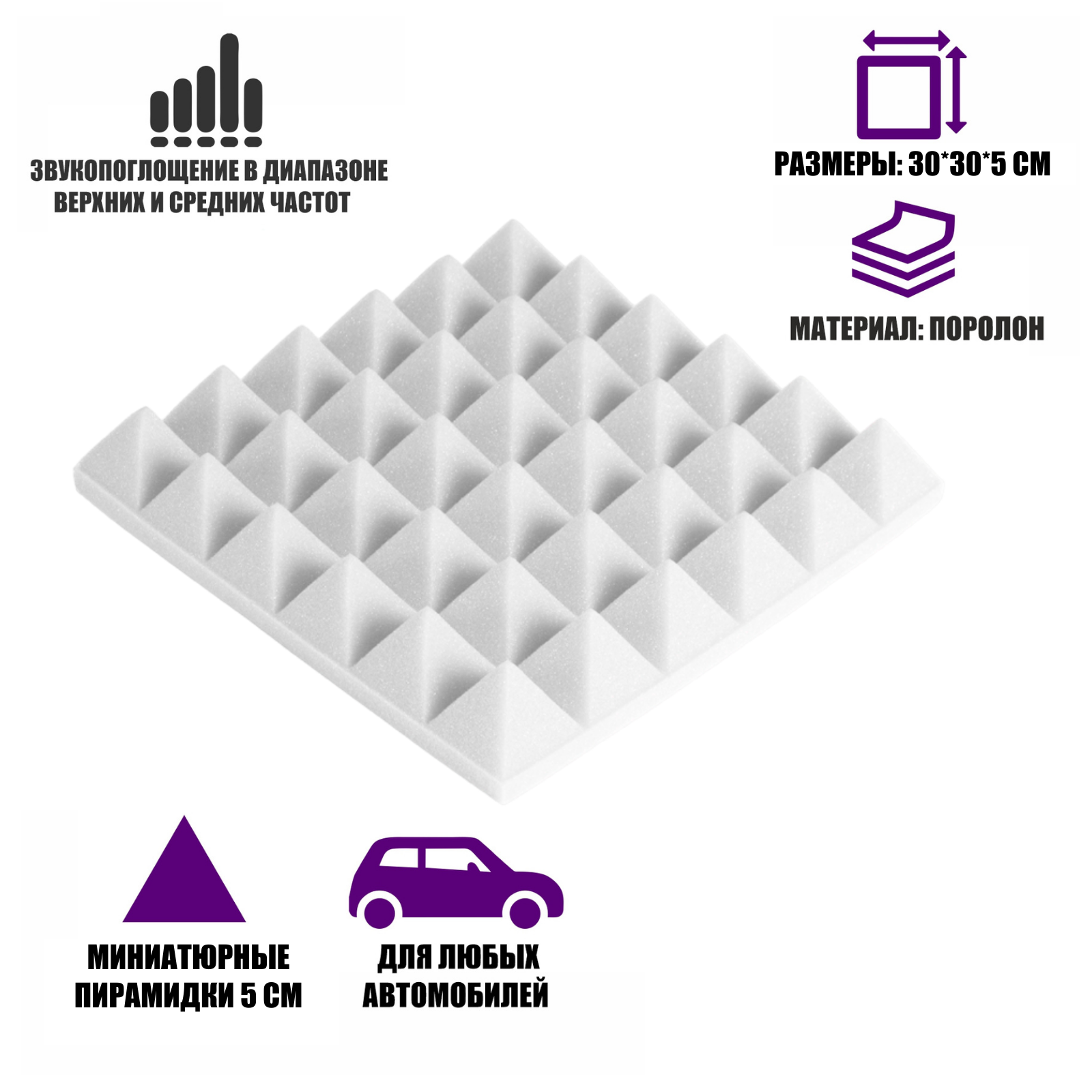 Звукоизоляция шумоизоляция для авто, поролон белый