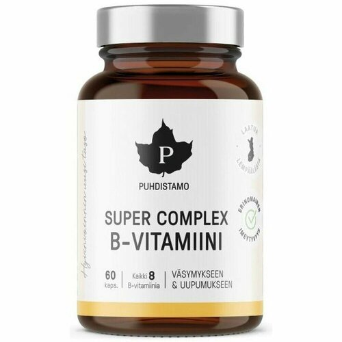 Puhdistamo Super Complex (усиленный комплекс B) 60 капсул (из Финляндии) витамины группы b b complex 100 капсул bluebonnet nutrition