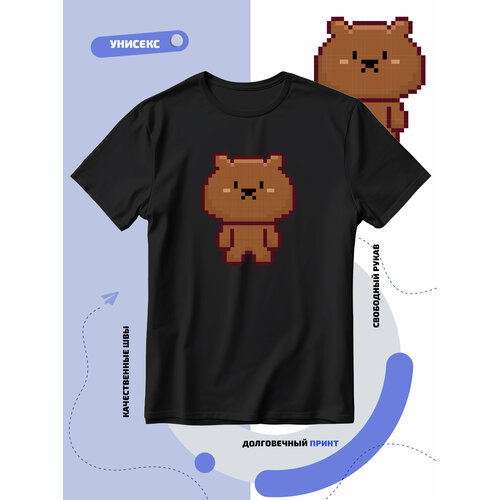 Футболка SMAIL-P простой пиксельный медведь, размер 3XL, черный футболка smail p простой пиксельный медведь размер 3xl черный