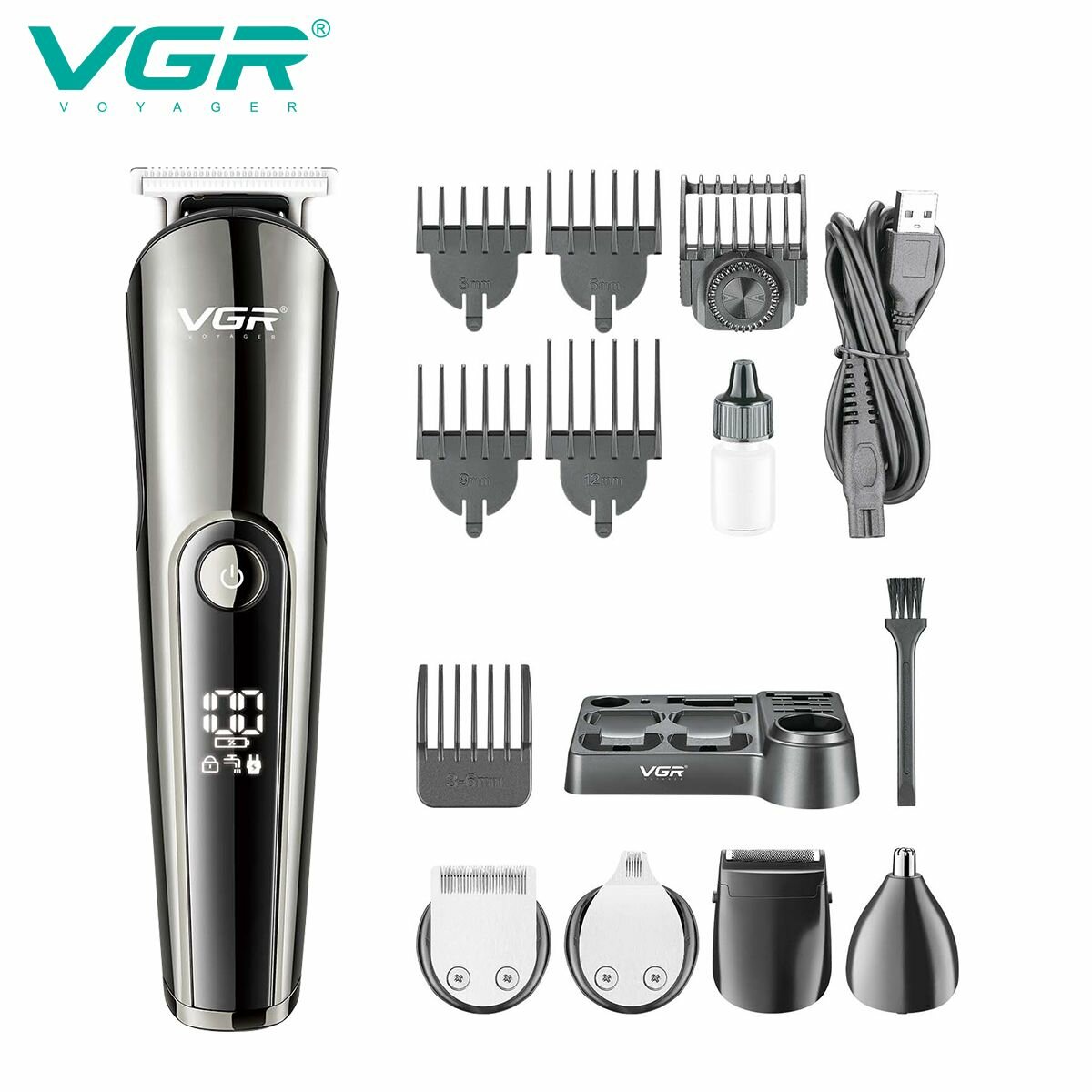 Триммер для бороды и стрижки волос VGR V-107, Набор парикмахера - фотография № 1