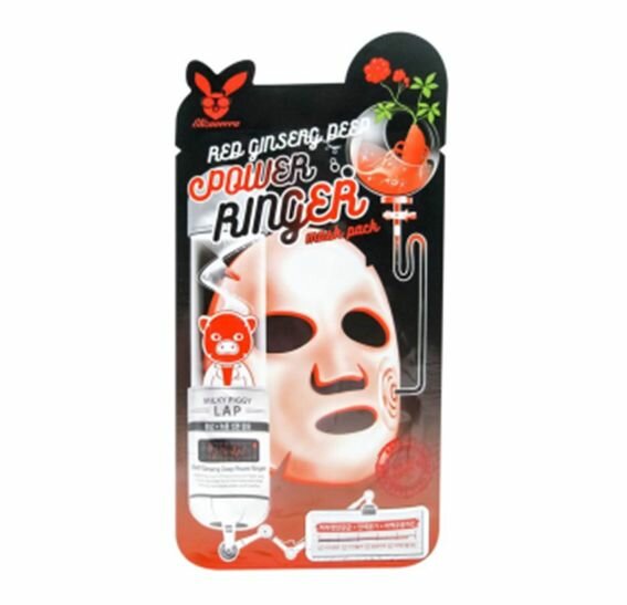 Маска для лица Elizavecca "Power Ringer Mask Pack", Red Ginseng Deep, регенерирующая, тканевая