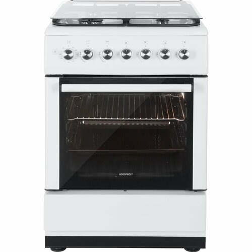 Газовая плита NORDFROST GG 6062 W 64 литров авторозжиг конфорок газ-контроль духовки белый 3176000₽