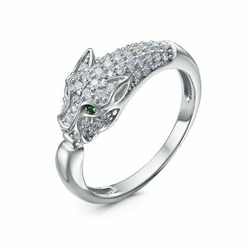 фото Кольцо diamant online, серебро, 925 проба, фианит, размер 18, бирюзовый