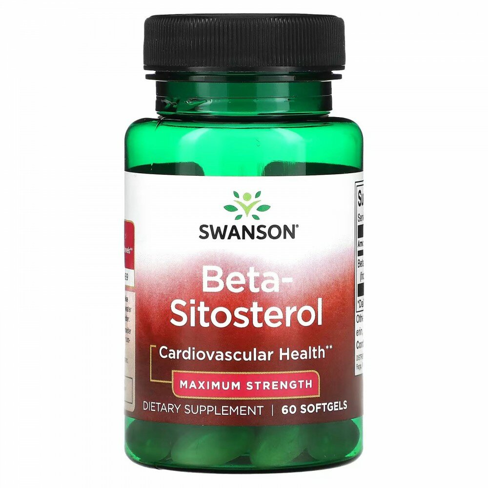 Swanson Beta-Sitosterol (Бета-ситостерол - Максимальная сила) 160 мг 60 гелевых капсул (Swanson)