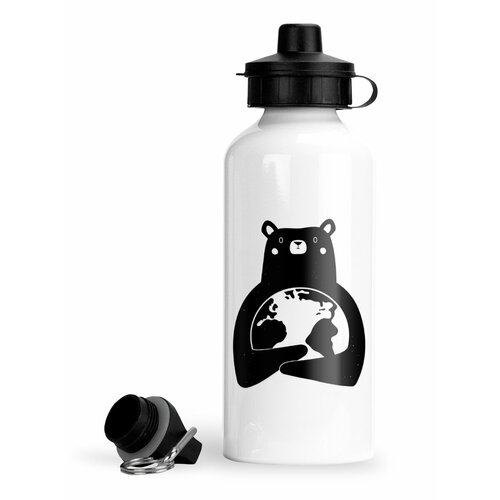 фото Спортивная бутылка дикая природа wild мишка с планетой luzimuzi