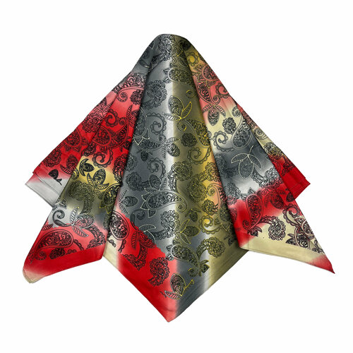 Платок Виктория,90х90 см, серый, красный платок огурцы
