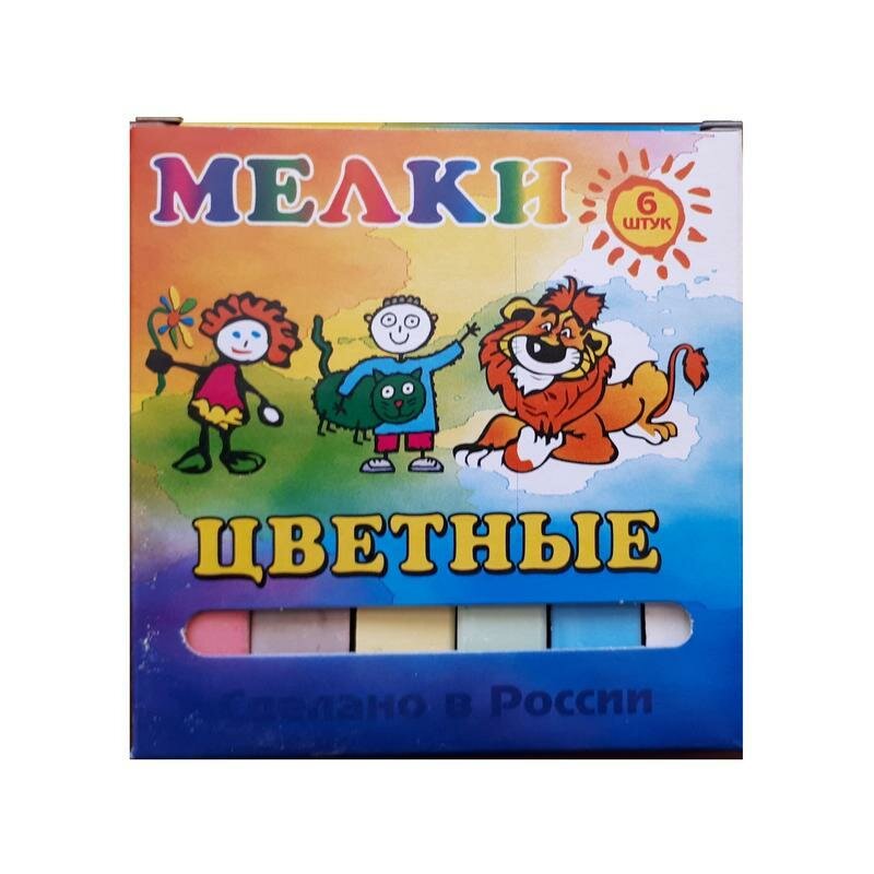 Мел школьный цветной 6 шт, Пегас