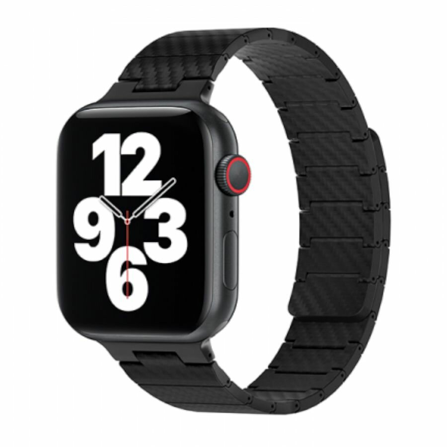 Кевларовый ремешок для часов (магнитный) WiWU Wi-WB009 Carbon Fiber для iWatch 1-8/SE 42/44/45/49mm - Черный